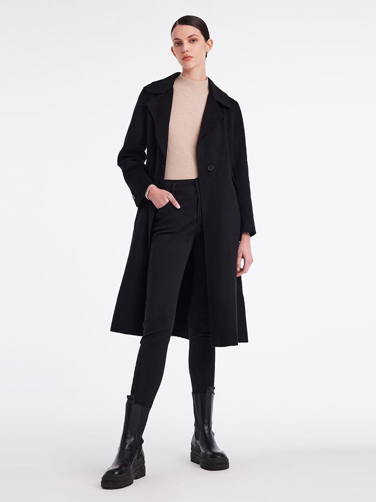 Black Cashmere Mid-Length Fitted Coat GOELIA