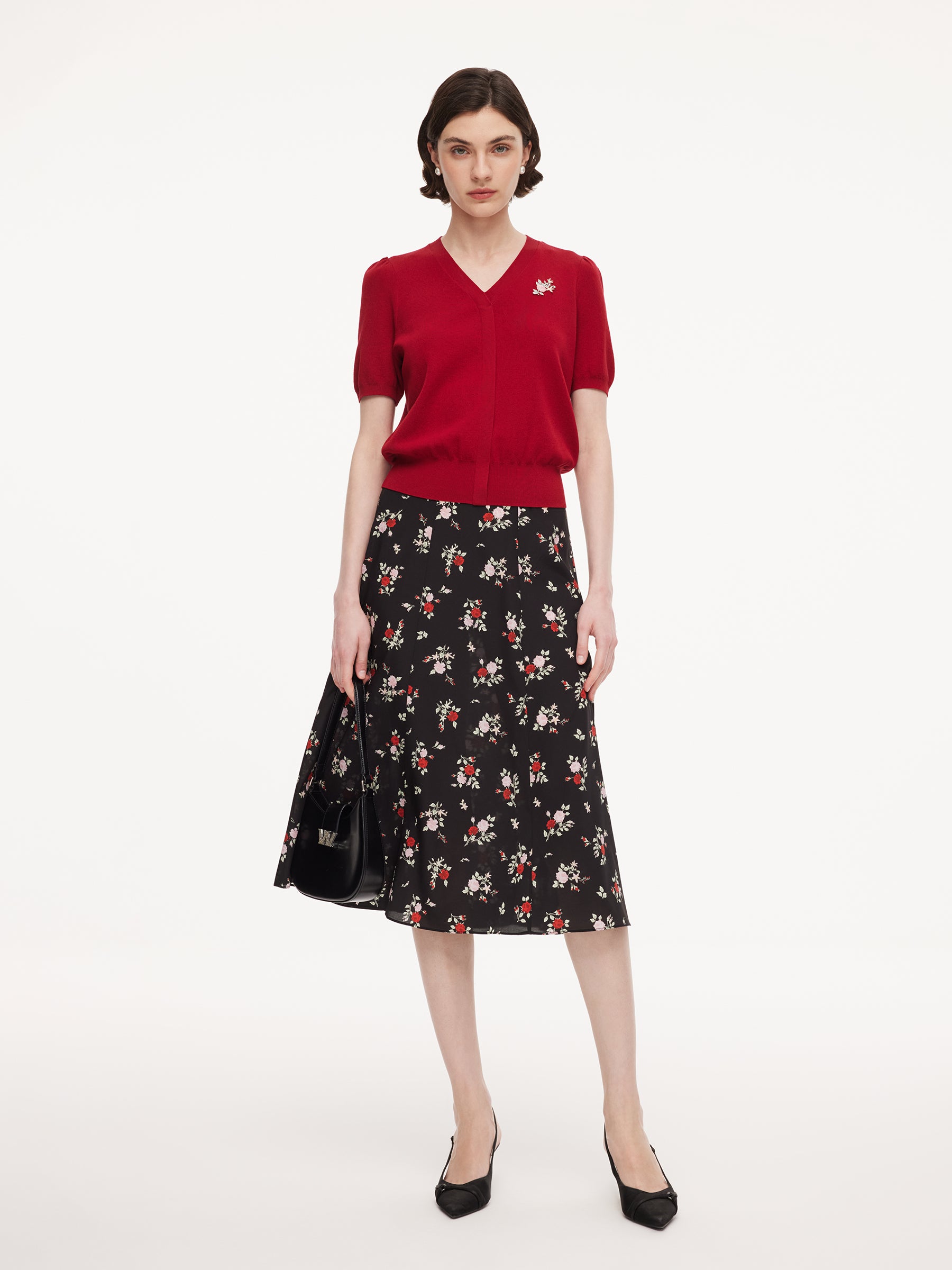 Tencel Blend Floral Embroidered Women Knit Top GOELIA