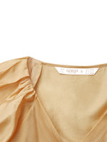 Puff Sleeves Wrapped Top And Skirt With Bottomed Camisole Three-Piece Set GOELIA