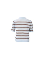 [Preview] Crew Neck Stripe Women Polo Knit Top GOELIA
