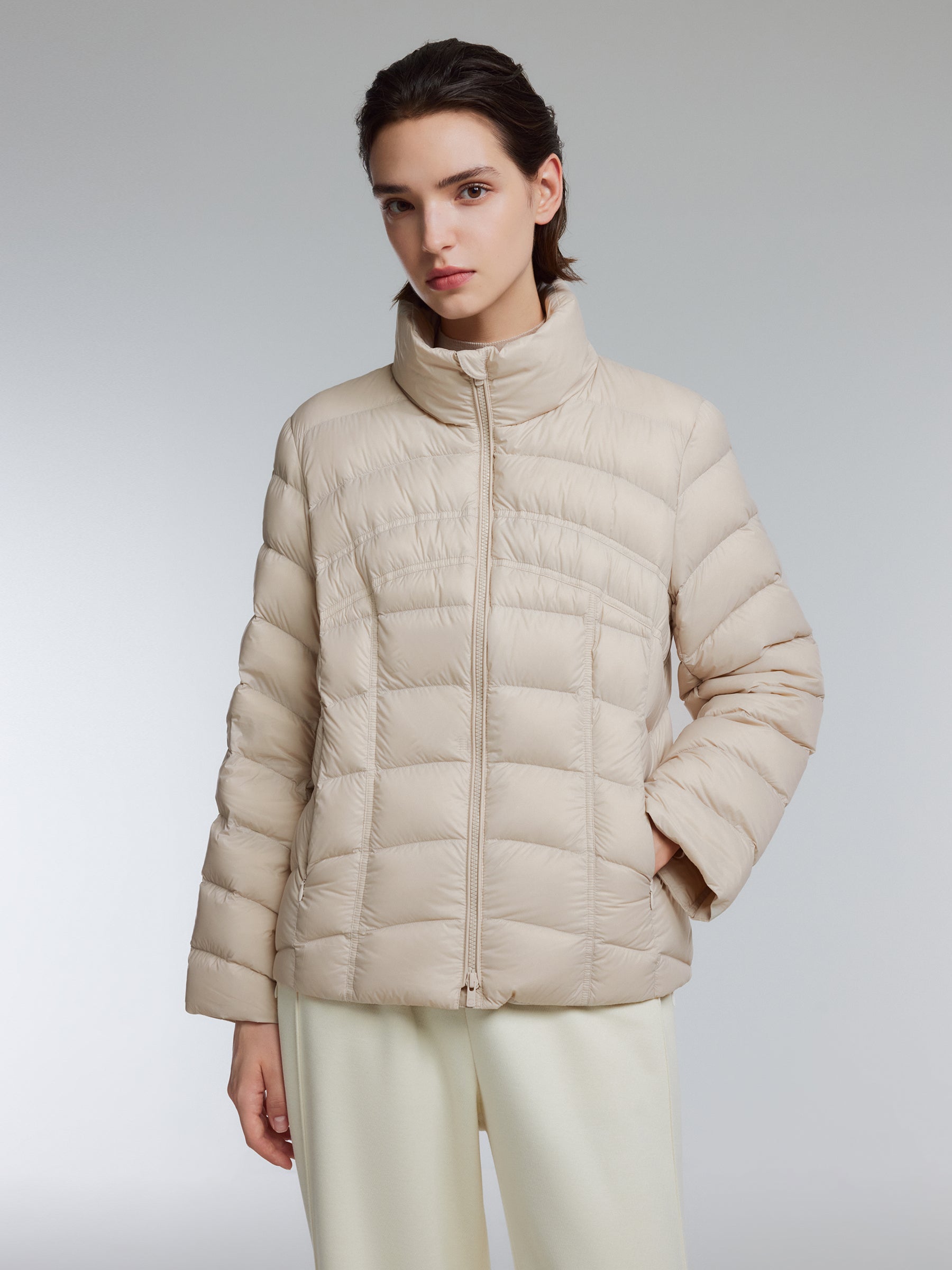 [Preview] Stand Collar Lightweight Women Goose Down Jacket GOELIA