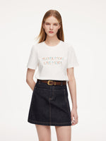 [Preview] 100% Cotton Beaded Letter Women T-Shirt GOELIA