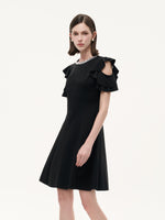 Ruffle Cold Shoulder Women Knit Mini Dress GOELIA