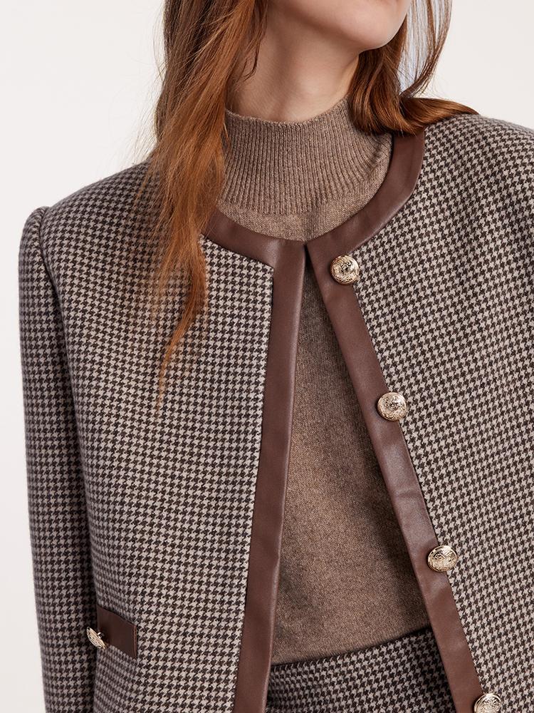 Washable Wool Patchwork Jacket And Skirt Two-Piece Suit GOELIA