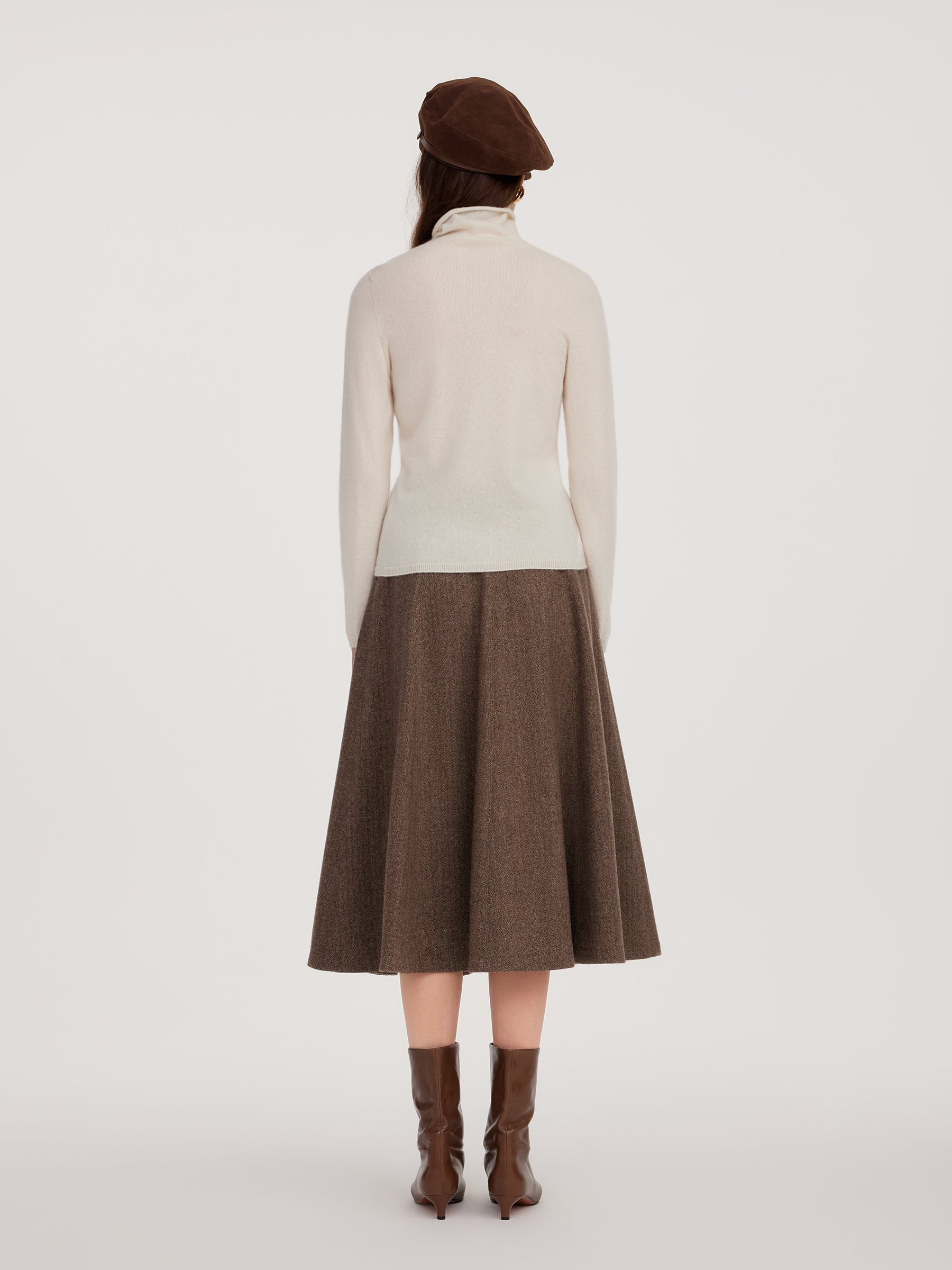 100% Cashmere Seamless Turtleneck Women Knit Top GOELIA