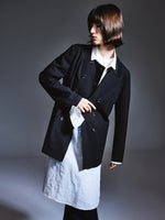 Machine Washable Wool Blend H-Line Double-Breasted Unisex Coat GOELIA