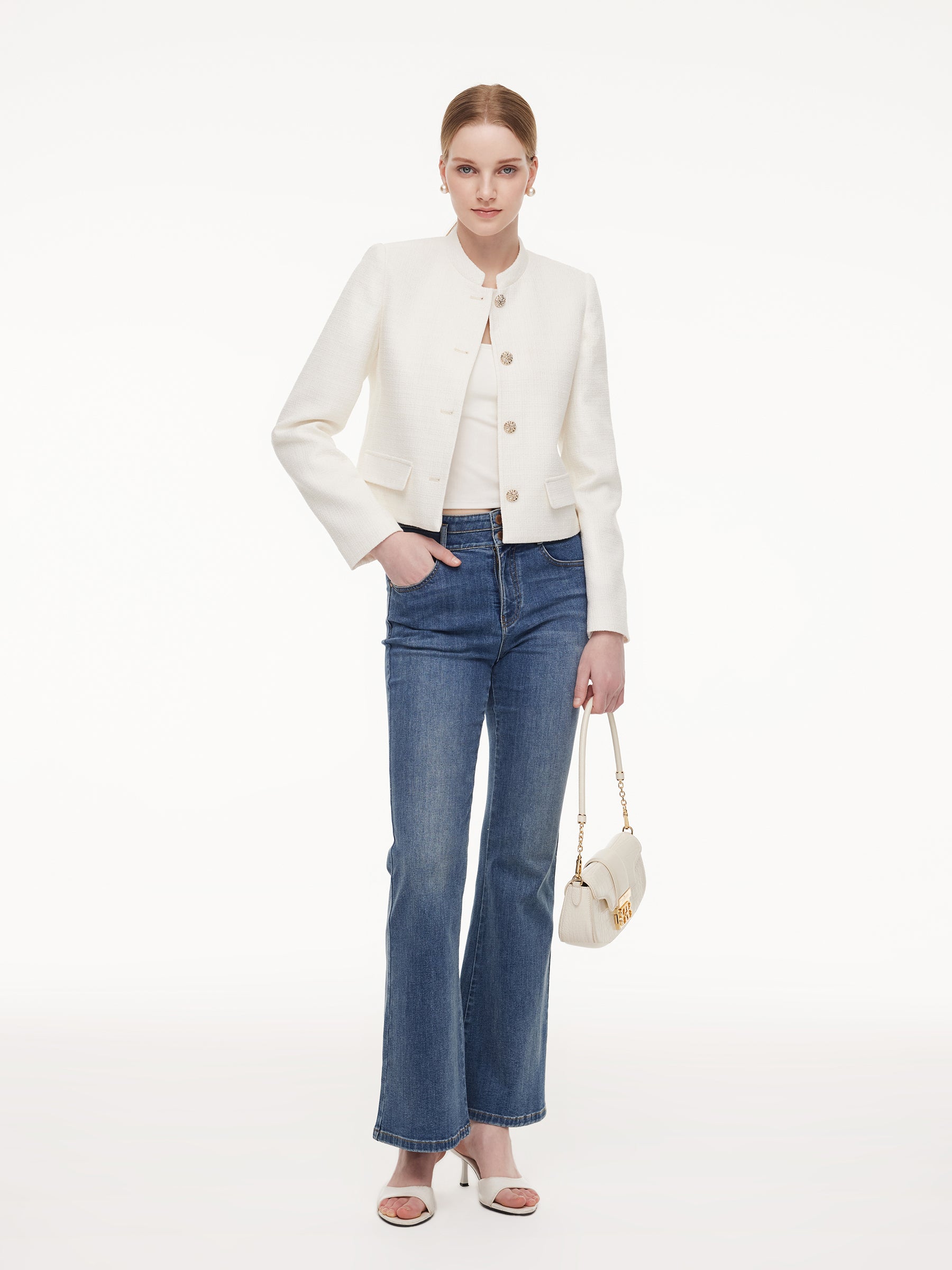 Stand Collar Single-Breasted Women Jacket GOELIA