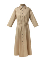 Cotton Drawstring Waist Women Trench Coat GOELIA