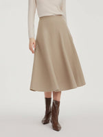 100% Washable Wool Women A-Line Flared Skirt GOELIA