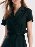 V-neck Notched Lapel Lace-Up Mini Dress GOELIA