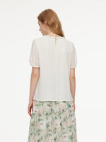 22MM Mulberry Silk Twisted Round Neck Women Blouse GOELIA