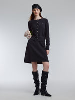 [Preview] 100% Wool Rhinestone Cardigan And Skirt Two-Piece Set GOELIA