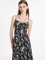 Camellia Printed Spaghetti Strap Women Maxi Dress GOELIA