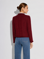 Wool Blend Tweed Sequins Fringe Trim Women Jacket GOELIA