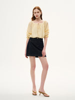Tencel Blend Embroidered Square Neck Women Blouse GOELIA