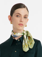 Iris Printed 60 Square 14 Momme Mulberry Silk Scarf GOELIA