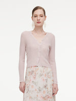 Tencel Wool Blend V-Neck Women Cardigan GOELIA