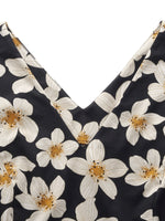 Cotton Stretch Floral Print Women Tie Belt Midi Dress GOELIA