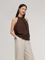 100% Linen Women Halter Tank Top GOELIA