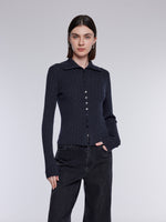 [Preview] 100% Wool Convertible Neck Women Cardigan GOELIA