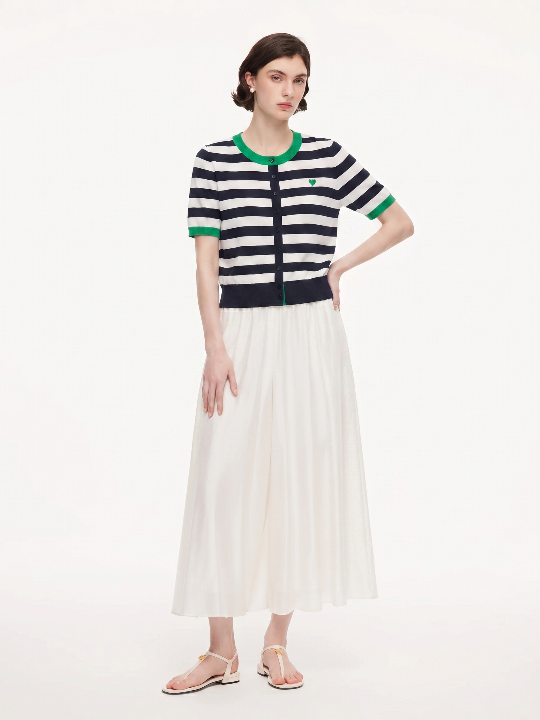 Color Block Stripe Women Embroidered Cardigan GOELIA