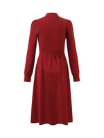 Tencel Wool Cheongsam Button Gathered Waist Women Qipao Dress GOELIA