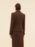 100% Wool Plaid Slim Fit Women Blazer GOELIA