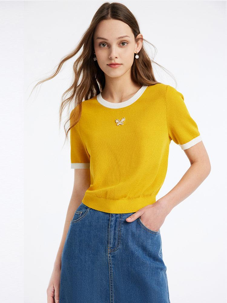 Round Neck Mulberry Silk Top GOELIA