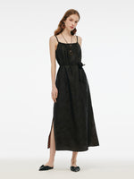 25MM Xiang Yun Silk Jacquard Adjustable Straps Women Maxi Dress GOELIA