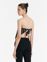 Black And Pink Polka Dots Printed Pure Silk Scarf GOELIA