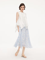 Lyocell Acetate Blend Ruffle-Detail Women Tank Top GOELIA