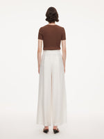 Lyocell Acetate Linen Blend Tie Front Women Pants GOELIA