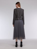Washable Merino Wool Patchwork Women Maxi Dress With Belt GOELIA