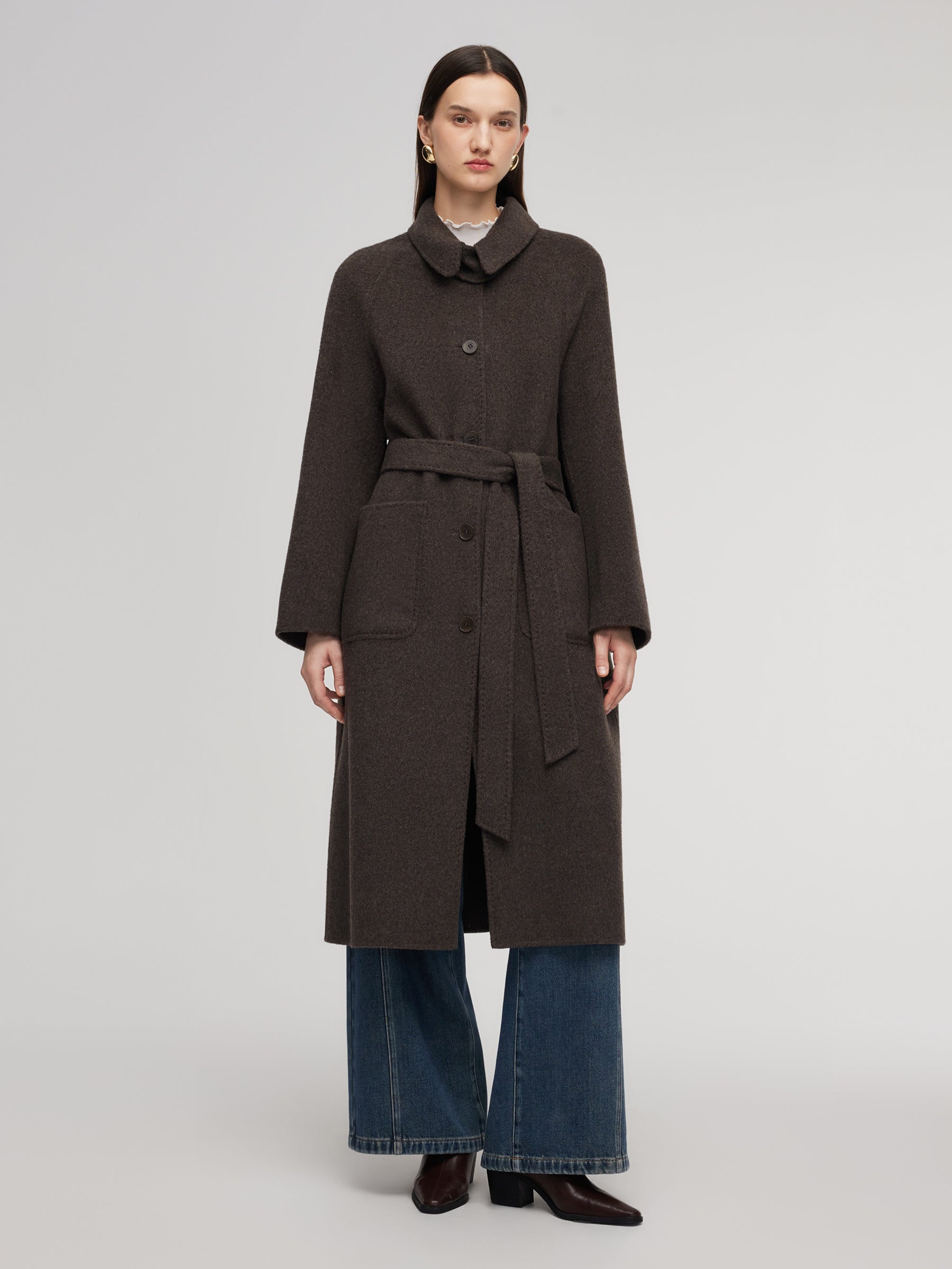 [Preview] Wool Camel Hair Blend Double-Faced Women Wrap Overcoat GOELIA