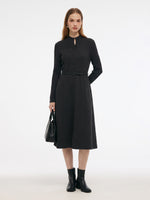 [Preview] Stretch Knitted Women Belted Midi Dress GOELIA