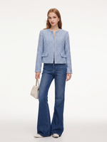 Cotton Wool Blend Women Tweed Cropped Jacket GOELIA