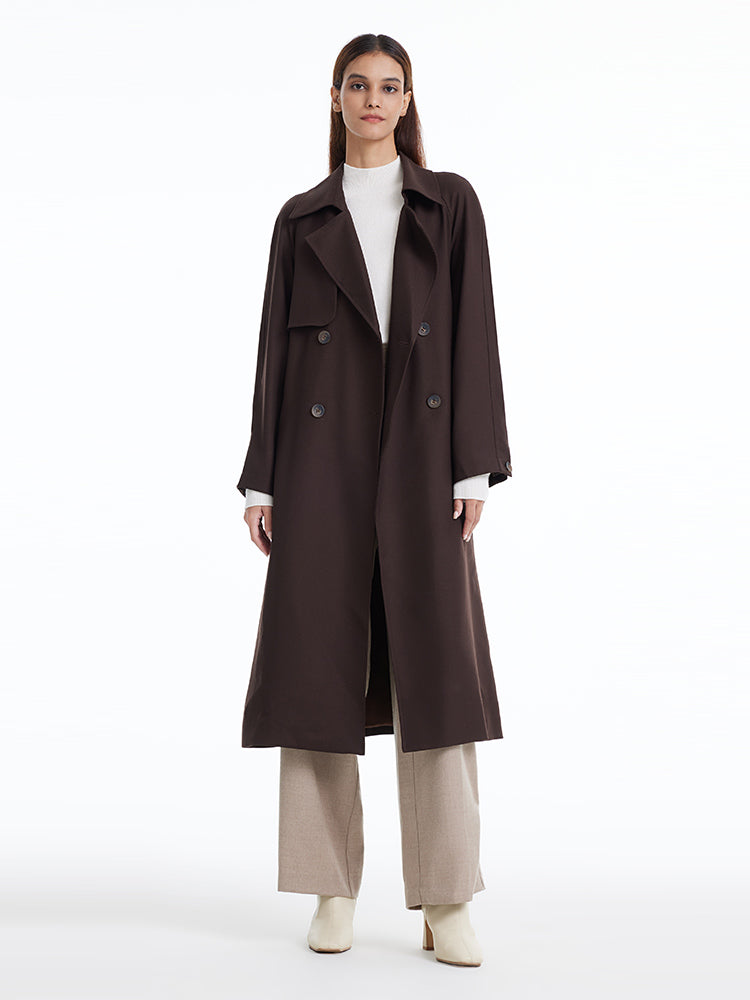 Brown Worsted Trench Coat GOELIA