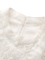 Lace Ruffle Sleeve A-Line Women Mini Dress With Tie-String Belt And Scrunchie GOELIA