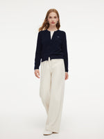 100% Wool Color Block Women Mock Layered Knit Top GOELIA