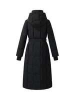 Hooded Long Goose Down Coat With Belt GOELIA