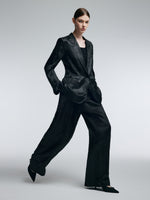 19MM Gambiered Canton Gauze Women Jacquard Straight Leg Pants GOELIA