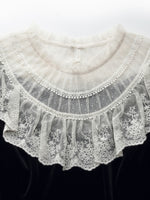 Velvet Sheer Lace Collar Women Midi Dress With Beret GOELIA