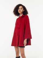 Tencel Wool Women Coat With Detachable Bowknot GOELIA