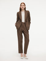 100% Worsted Merino Wool Women Tapered Pants GOELIA