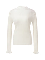 Tencel Wool Blend Mock Neck Women Knit Top GOELIA