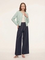 Round Neck Single-Breasted Women Textured Cardigan GOELIA