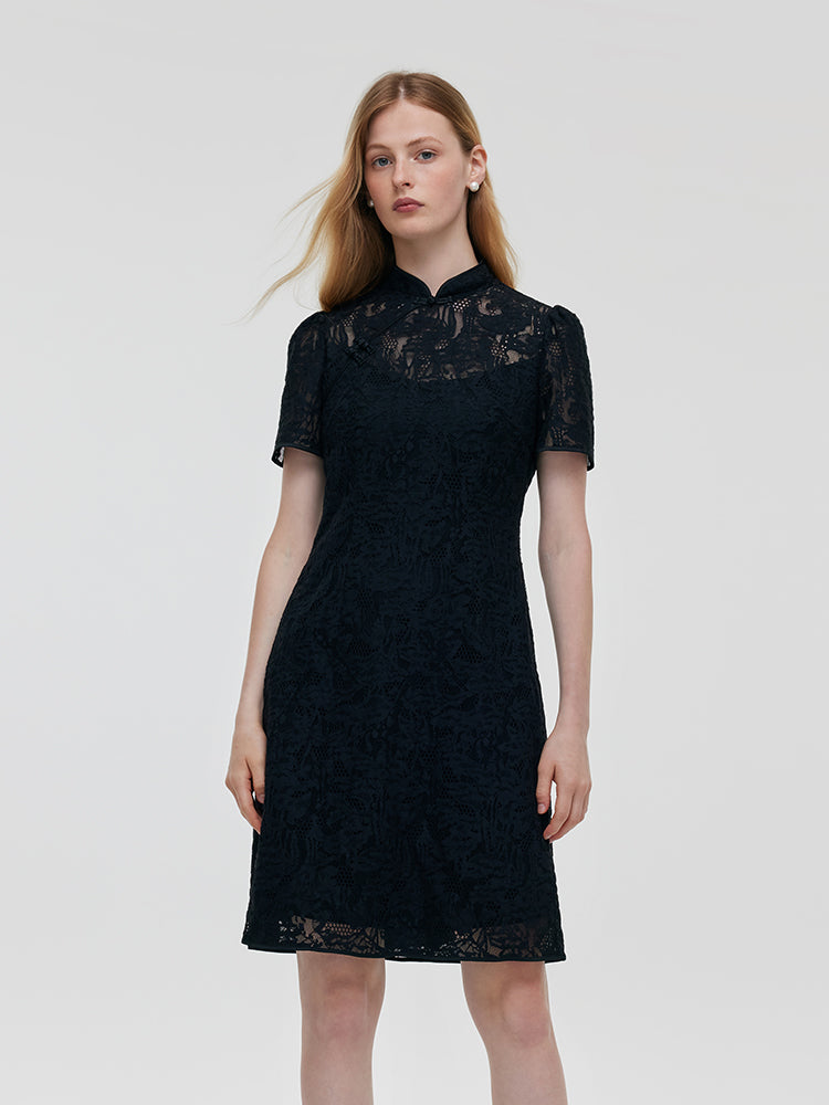 Lace Openwork Women Qipao Mini Dress GOELIA