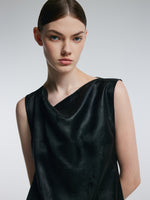 19MM Gambiered Canton Gauze Women Jacquard Cowl Neck Maxi Dress GOELIA