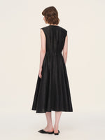 18MM Gambiered Canton Gauze Women Cap Sleeve Maxi Dress GOELIA