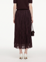 A-Line Elastic Waist Women Pleated Mesh Skirt GOELIA